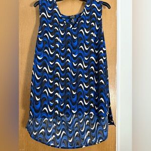 Jones New York Blue and Black Wave Pattern A-Line Skirt
